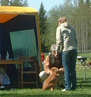 Anki och Madde på utställning i Häverö våren 2005